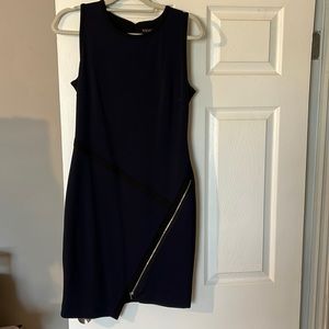 Navy and Black Zipper Detail Dress